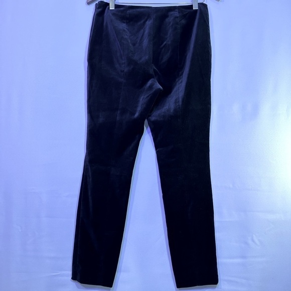 Lands End Velvet Black Petite Slim Bottom Side Slit Leg Zipper Pants Trousers 6P - Picture 4 of 11